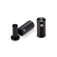 Fixation Murale avec Entretoise pour Plaques en Verre - Tête Plate - Aluminium Anodisé Noir - ∅ 12 mm - Entretoise : 25 mm