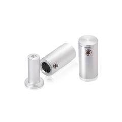 Fixation Murale avec Entretoise pour Plaques en Verre - Tête Plate - Aluminium Anodisé Naturel - ∅ 12 mm - Entretoise : 25 mm