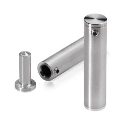 Fixation Murale avec Entretoise pour Plaques en Verre - Tête Plate - Aluminium Anodisé Naturel - ∅ 12 mm - Entretoise : 50 mm