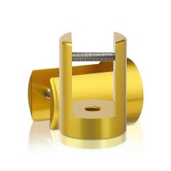 Fixation Murale en Drapeau en Aluminium Doré pour Support Percé Epaisseur du Support 19 mm