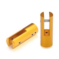 Pince de Fixation en Aluminium Anodisé Doré pour Signalétique Suspendue pour Support de 6.4 mm