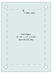 Verre Trempé Plat - 266 mm x 330 mm - 4 Percements