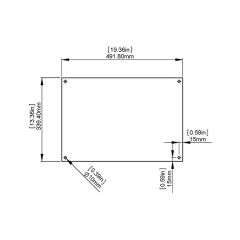 Verre Trempé Plat - 340 mm x 492 mm - 4 Percements