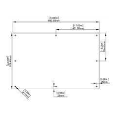 Verre Trempé Plat - 560 mm x 865 mm - Epaisseur 5 mm - 8 Percements