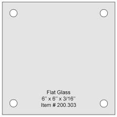Verre Trempé Plat - 150 mm x 150 mm - 4 Percements