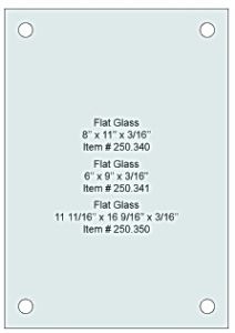 Verre Trempé Plat - 216 mm x 280 mm - 4 Percements