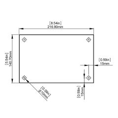 Verre Trempé Plat - 217 mm x 141 mm - 4 Percements