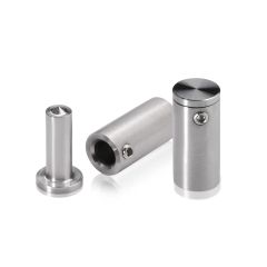 Fixation Murale avec Entretoise pour Plaques en Verre - Tête Plate - Inox Premium Brossé - ∅ 12 mm - Entretoise : 25 mm