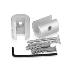 Kit de 2 Fixations Murales en Drapeau sans Perçage du Support en Aluminium - ∅ 22 mm - Epaisseur du Support 10 mm