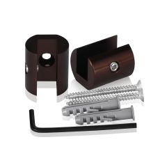 Kit de 2 Fixations Murales en Drapeau sans Perçage du Support en Aluminium - ∅ 22 mm - Epaisseur du Support 10 mm